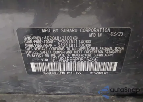 2023 Subaru Wrx Premium z USA, uszkodzony, nr VIN JF1VBAF65P9805456